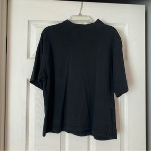 Brandy Melville Black Mock Turtleneck Short Sleeve T-Shirt Shirt Top